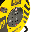 Defender Cable Reel 4 Way Extension Lead 50m Industrial 50 Metre 230v 13A E86515