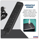 Sealey 2.6m Extension Lead with USB Ports - Black EL34USBB