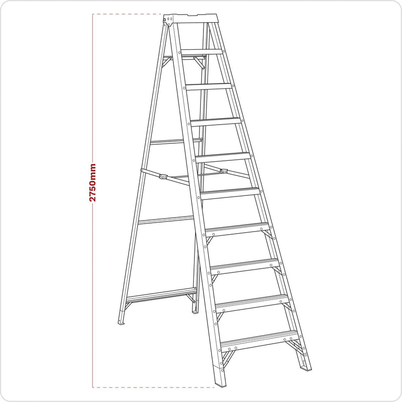 Fibreglass Step Ladder 9-Tread EN 131