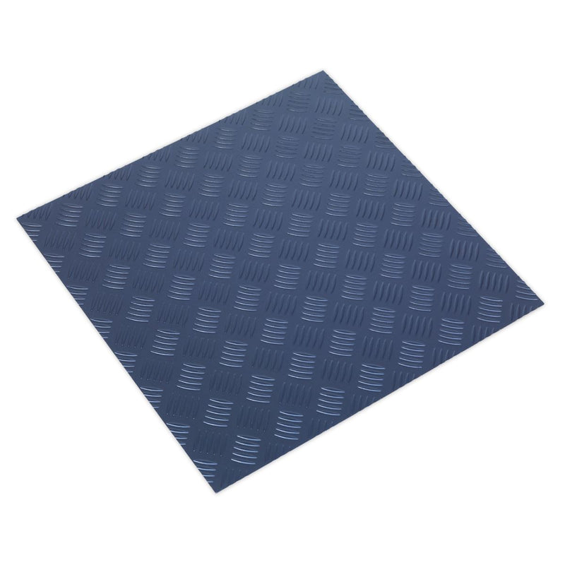 Vinyl Floor Tile with Peel & Stick Backing - Blue Treadplate Pack of 16