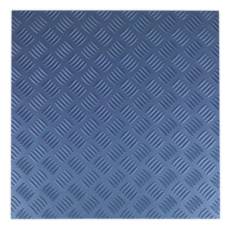 Vinyl Floor Tile with Peel & Stick Backing - Blue Treadplate Pack of 16