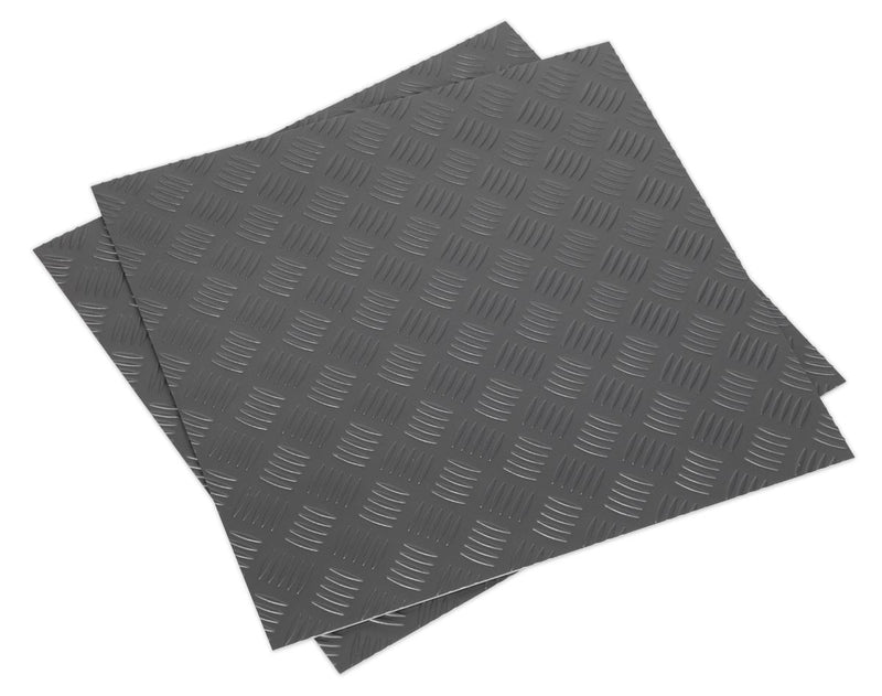 Vinyl Floor Tile with Peel & Stick Backing - Silver Treadplate Pack of 16