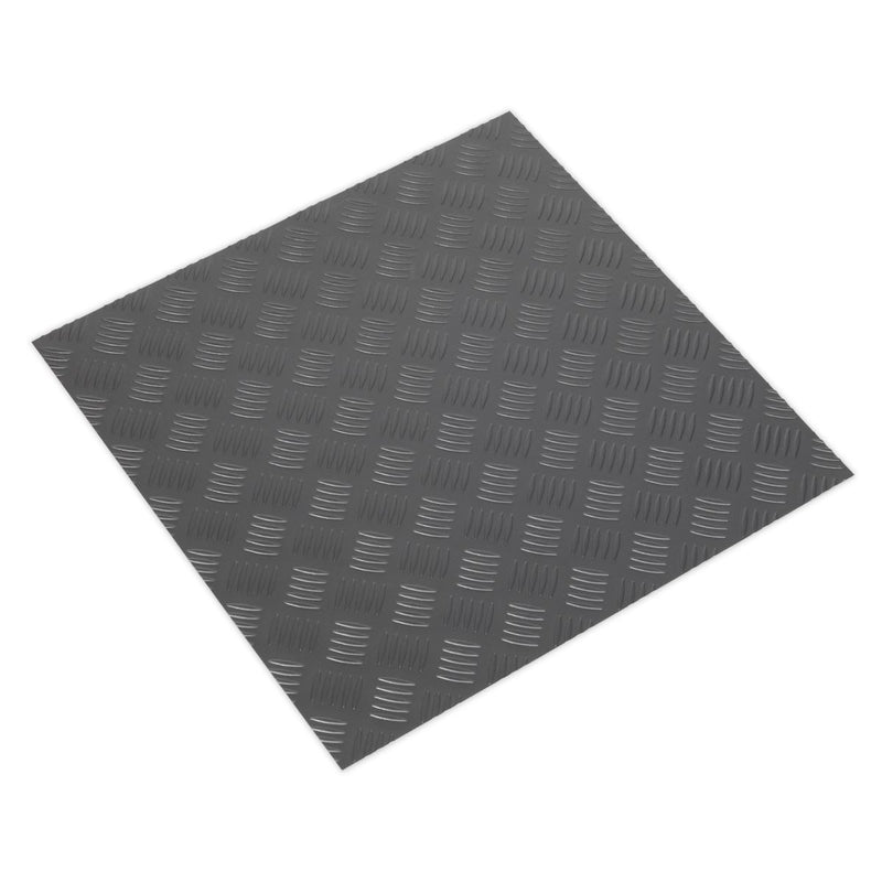 Vinyl Floor Tile with Peel & Stick Backing - Silver Treadplate Pack of 16