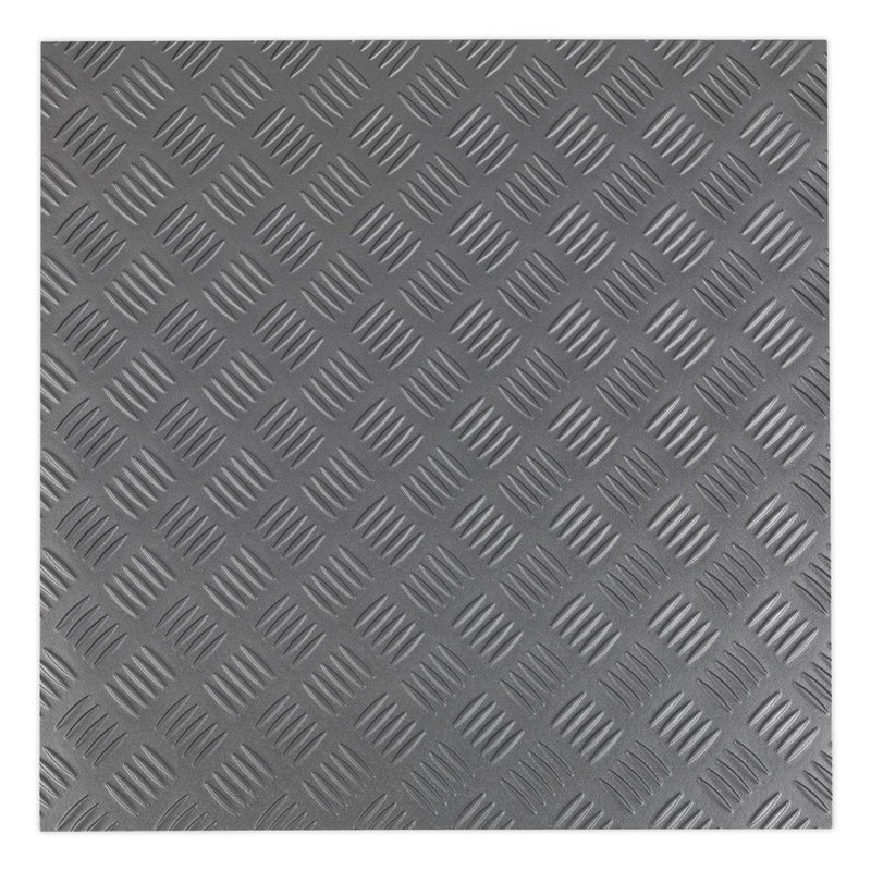 Vinyl Floor Tile with Peel & Stick Backing - Silver Treadplate Pack of 16