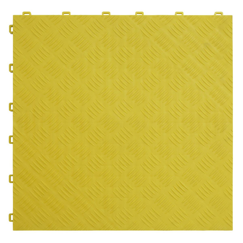 Sealey Polypropylene Floor Tile - Yellow Treadplate 400 x 400mm - Pack of 9 FT3Y