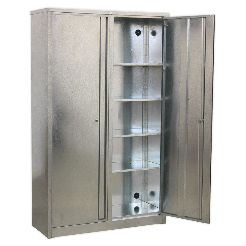 Galvanized Steel Floor Cabinet 4-Shelf Extra-Wide