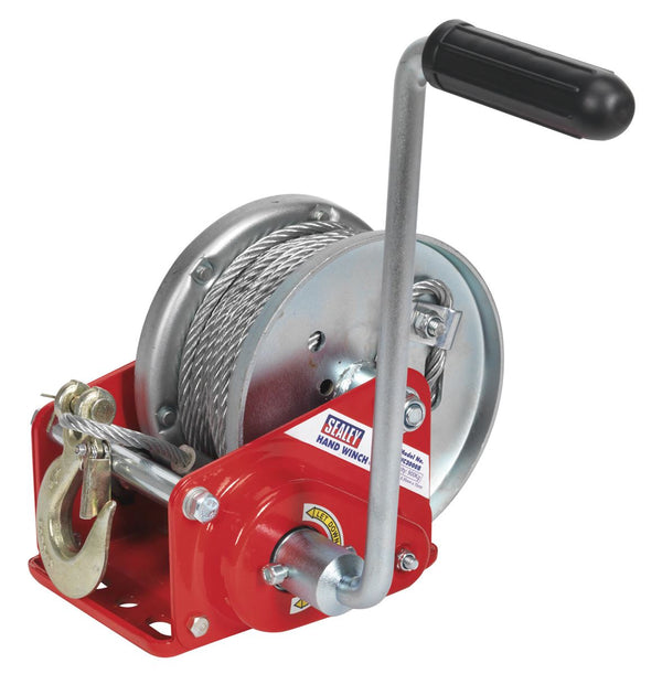 Sealey Geared Hand Winch with Brake & Cable 900kg Capacity GWC2000B