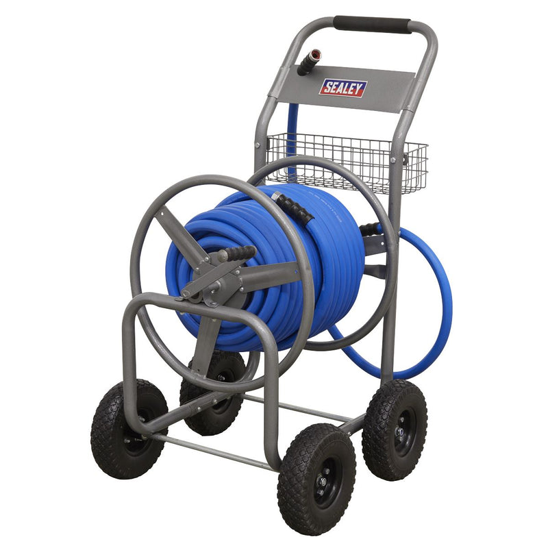 Heavy-Duty Hose Reel Cart with 50m Heavy-Duty �19mm Hot & Cold Rubber Water Hose