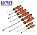 Sealey Screwdriver Set 8pc Hammer Thru Screwdriver Orange Hammer Head HV004