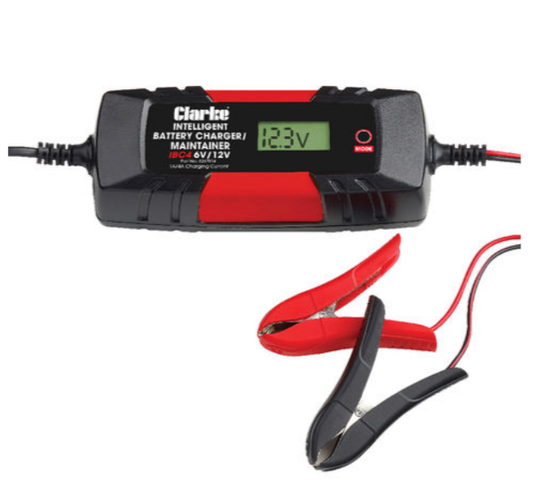 CLARKE BATTERY CHARGER INTELLIGENT SMART TRICKLE CHARGER 6V 12V 4A IBC4