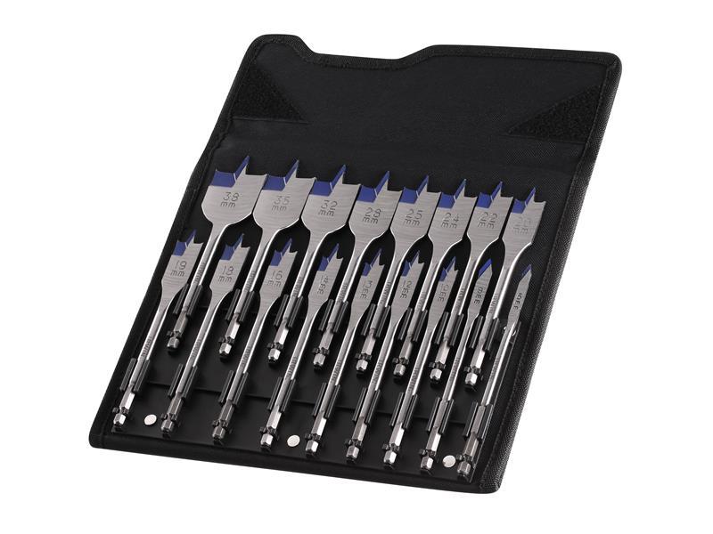 Irwin Flat Drill Bit Set Blue Groove 17pc Flat Spade Storage Wallet IRWIW4041002