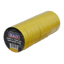 Sealey PVC Insulating Tape 19mm x 20m, Yellow - Pack of 10 ITYEL10