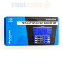 7pc Extra Long Spline Socket Bit Set 3/8" Male Spline Bits In Case SD080