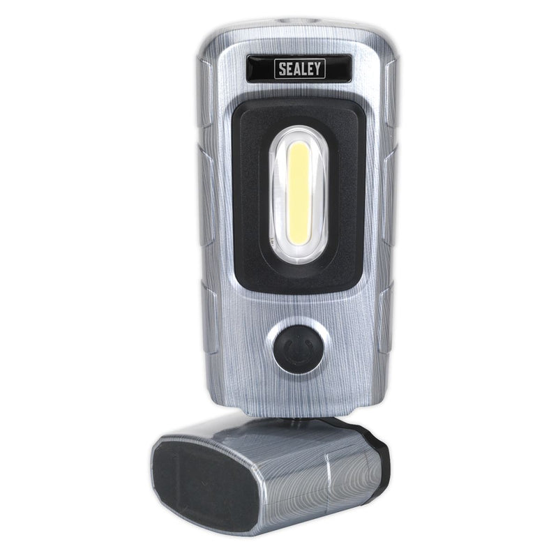 Rechargeable 360� Inspection Light 3W COB & 1W SMD LED Brushed Aluminium Effect