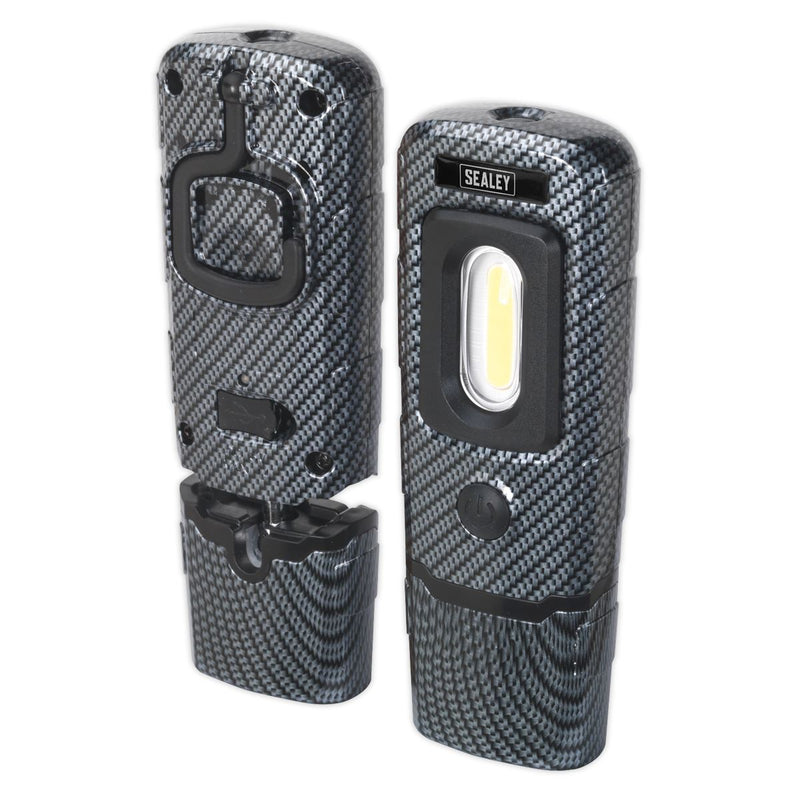 Rechargeable 360� Inspection Light 3W COB & 1W SMD LED Carbon Fibre Effect