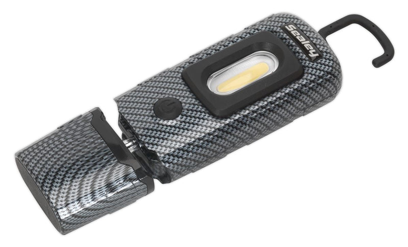 Rechargeable 360� Inspection Light 3W COB & 1W SMD LED Carbon Fibre Effect