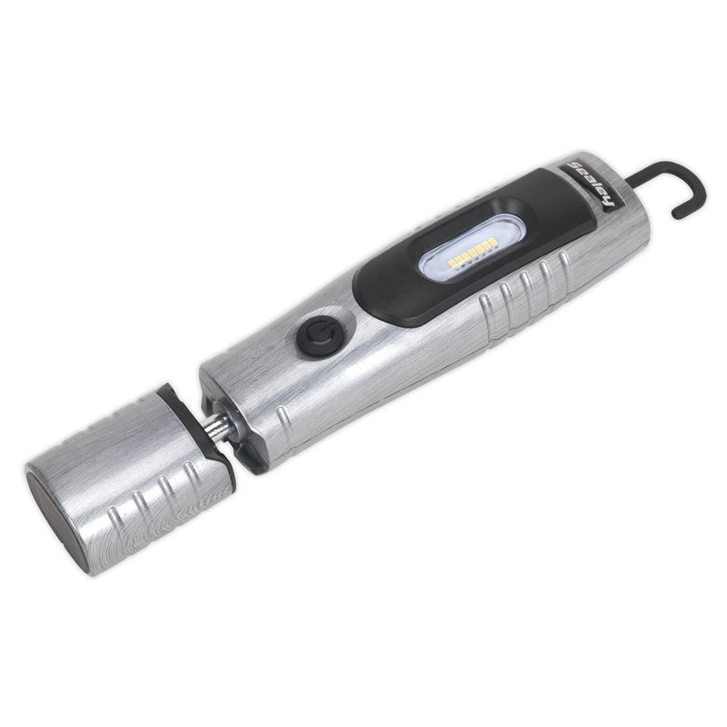 Rechargeable 360� Inspection Light 7 SMD + 3W LED Brushed Aluminium Lithium-ion