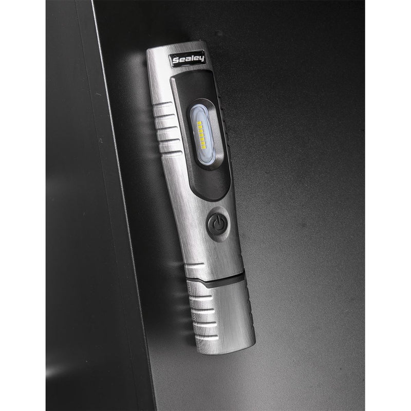 Rechargeable 360� Inspection Light 7 SMD + 3W LED Brushed Aluminium Lithium-ion