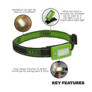 Sealey Rechargeable Head Torch with Auto-Sensor 2W COB LED - Green LED360HTG