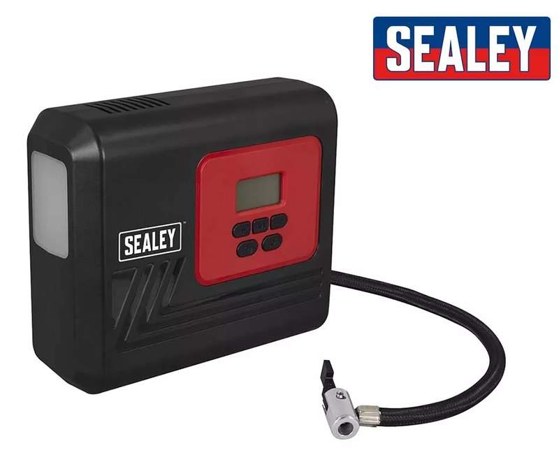 SEALEY AIR COMPRESSOR 12V TYRE INFLATOR MINI CAR VAN BIKE PUMP WORKLIGHT MAC12D