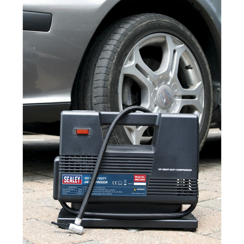 Sealey Tyre Inflator/Air Compressor 12V Heavy-Duty MAC2300