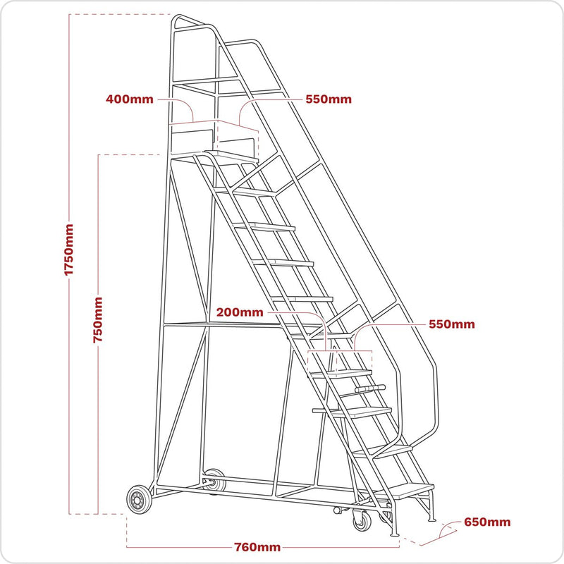 Sealey Mobile Safety Steps 3-Tread MSS03