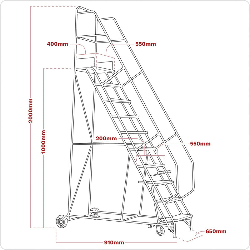 Sealey Mobile Safety Steps 4-Tread MSS04