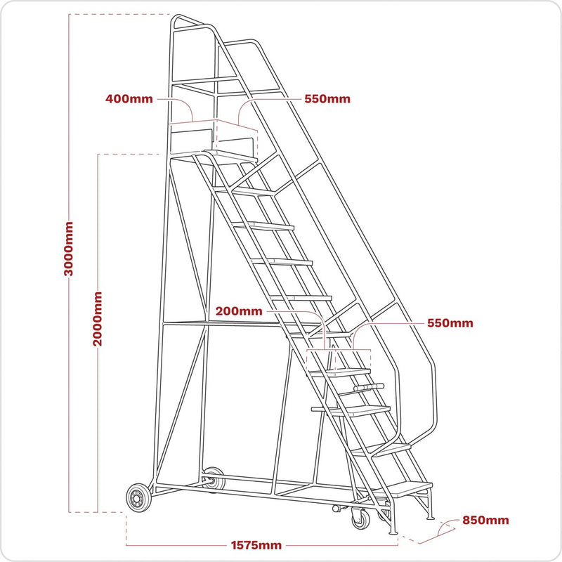 Sealey Mobile Safety Steps 8-Tread MSS08