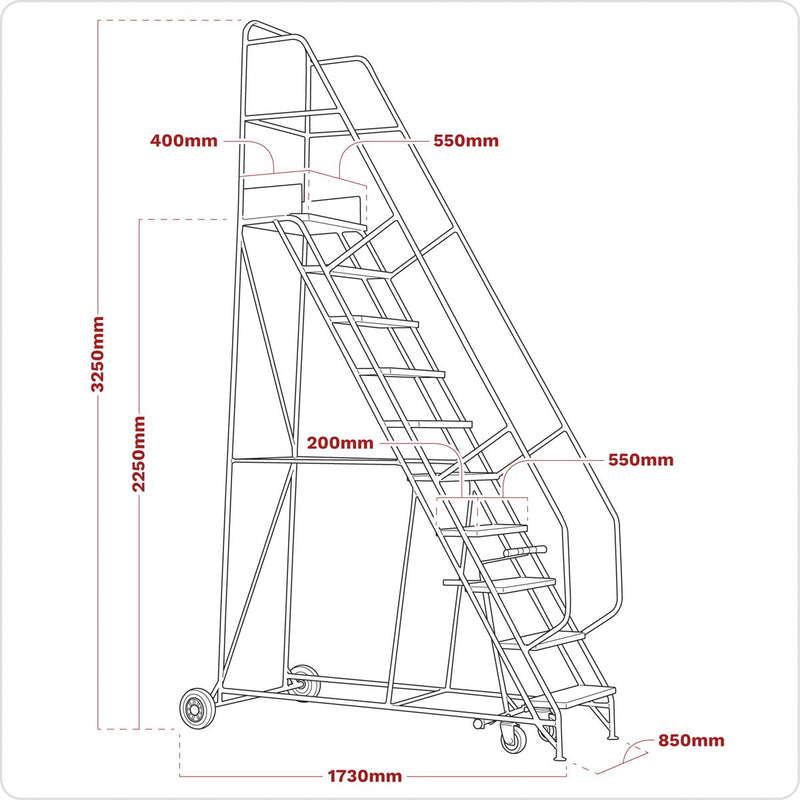 Sealey Mobile Safety Steps 9-Tread MSS09