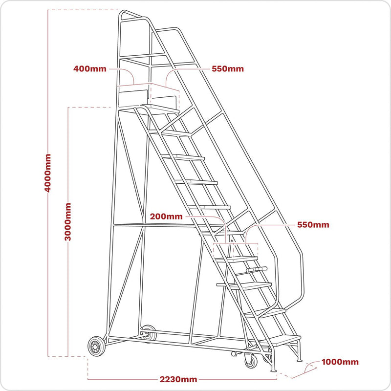 Sealey Mobile Safety Steps 12-Tread MSS12