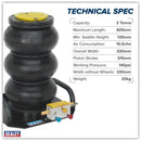 Sealey Premier Air Operated Fast 3-Stage Jack 3 Tonne PAFJ3S