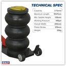Sealey Premier Air Operated Long Handle Fast 3-Stage Jack 3 Tonne PAFJ3