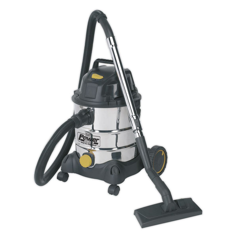 Sealey Vacuum Cleaner Wet & Dry Stainless Drum 20L 1250W/110V PC200SD110V