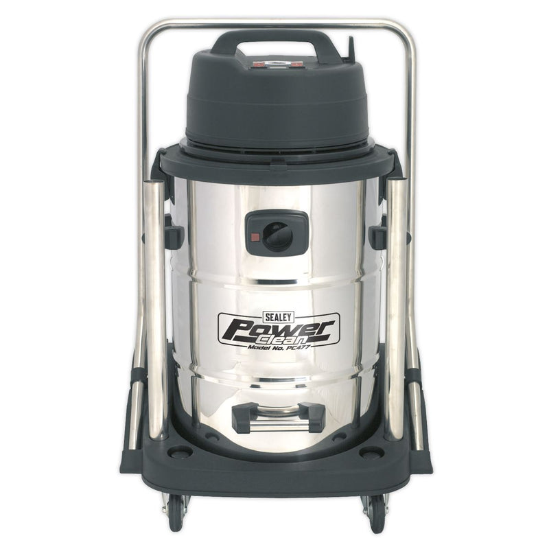 Vacuum Cleaner Industrial Wet & Dry 77L Stainless Steel Drum with Swivel Emptying 2400W