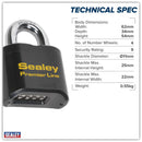 Sealey Premier&trade; Steel Body Combination Padlock 62mm PL603