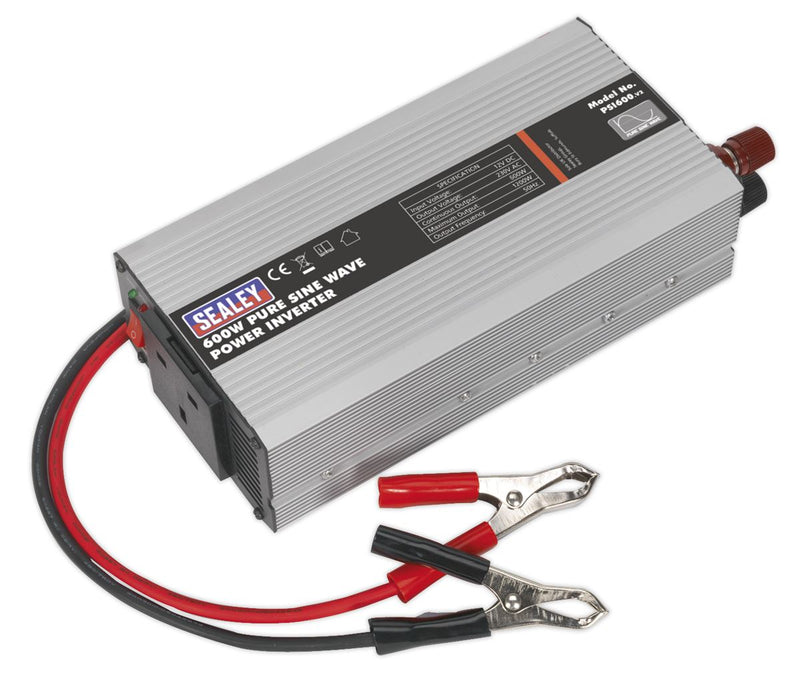 Power Inverter Pure Sine Wave 600W 12V DC - 230V ~ 50Hz