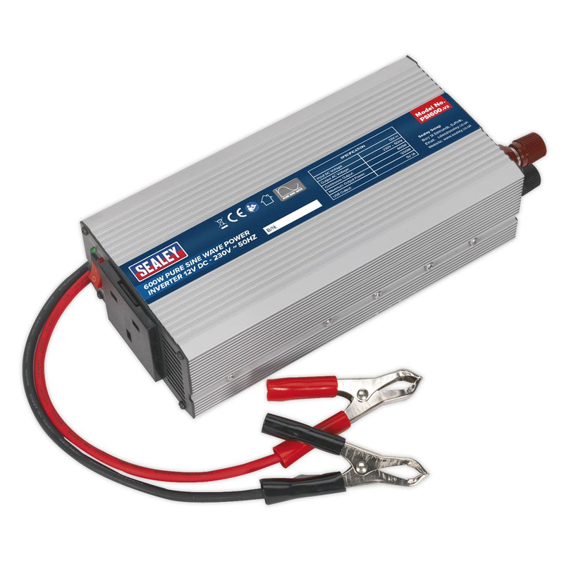 Power Inverter Pure Sine Wave 600W 12V DC - 230V ~ 50Hz