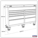 Sealey Premier&trade; Heavy-Duty Extra-Wide Rollcab 11 Drawer 1430mm - Black PTB143011