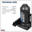 Sealey Viking Telescopic Bottle Jack 5 Tonne PTBJ5S