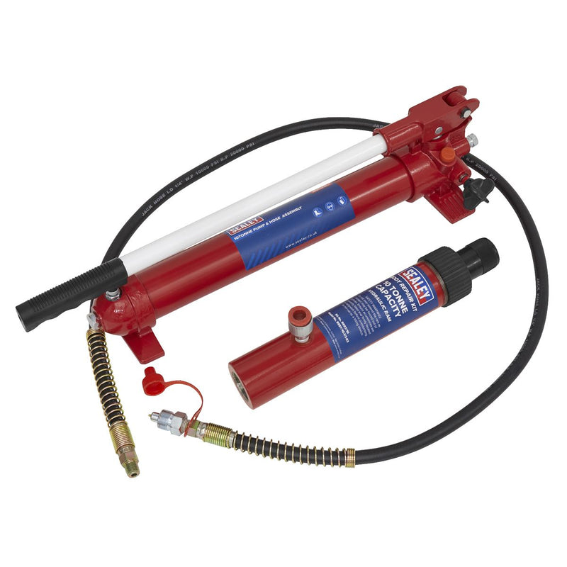 Snap Push Ram with Pump & Hose Assembly - 10 Tonne