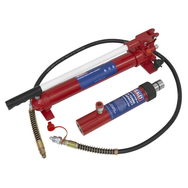 Snap Push Ram with Pump & Hose Assembly - 10 Tonne