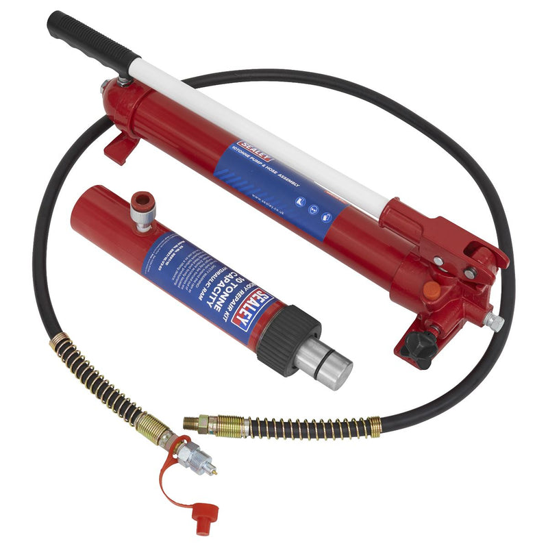 Snap Push Ram with Pump & Hose Assembly - 10 Tonne