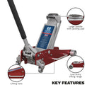 Sealey Aluminium/Steel Trolley Jack with Rocket Lift 2.5 Tonne RJAS2500