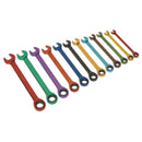 Sealey Siegen Multi-Coloured Combination Ratchet Spanner Set 12pc S01075