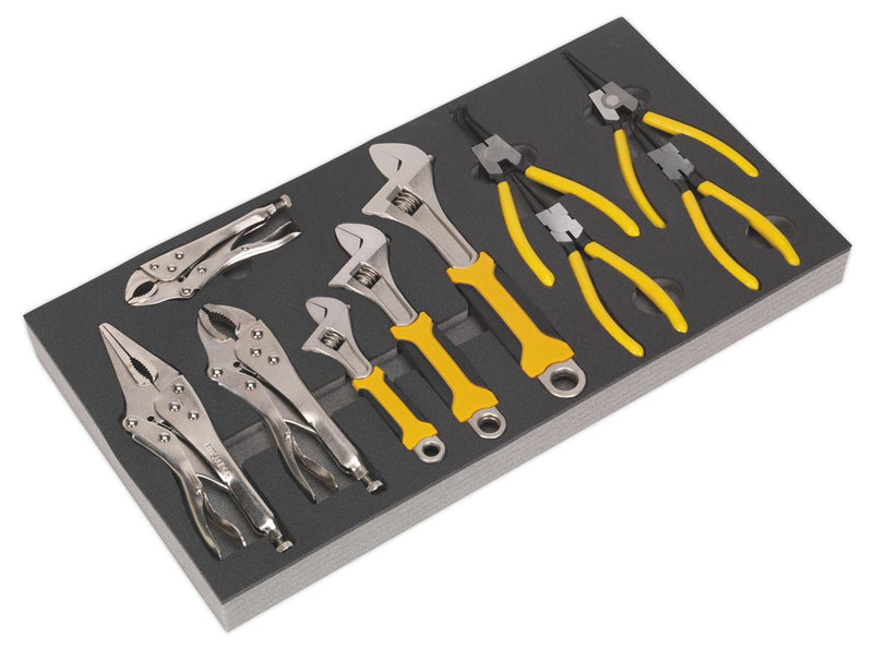 Sealey Tool Tray with Adjustable Wrench & Pliers Set 10pc S01130