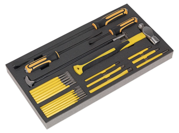 Tool Tray with Pry Bar, Hammer & Punch Set 23pc