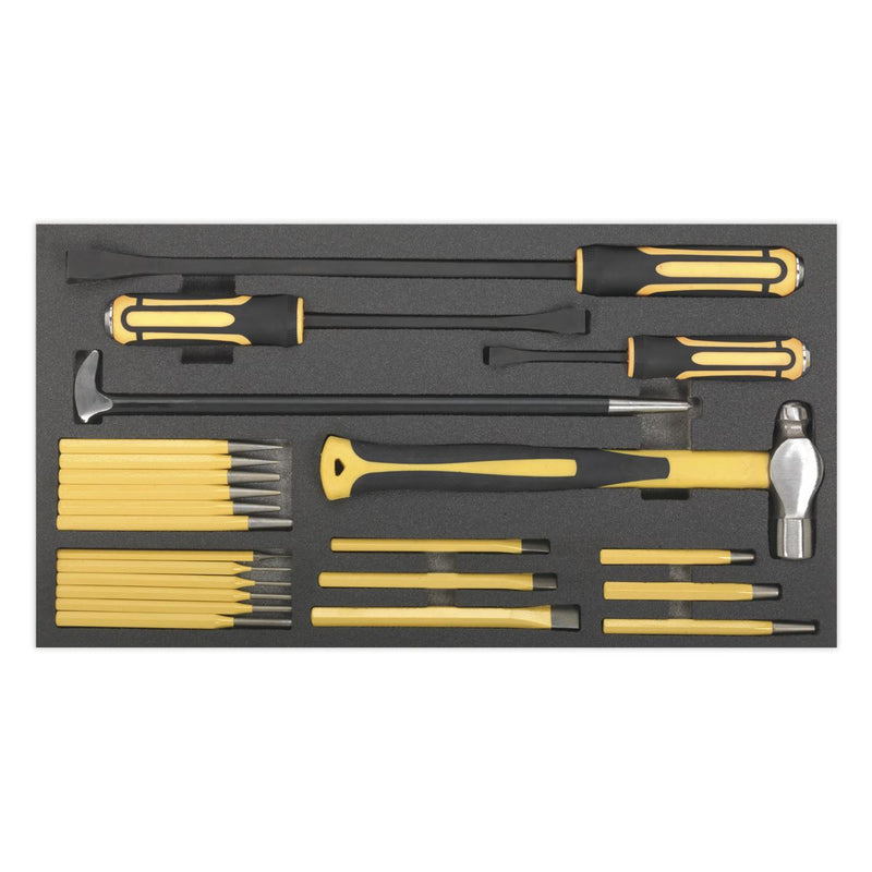 Tool Tray with Pry Bar, Hammer & Punch Set 23pc