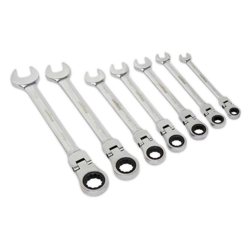 Sealey Siegen Flexi-Head Combination Ratchet Spanner Set 7pc S01143