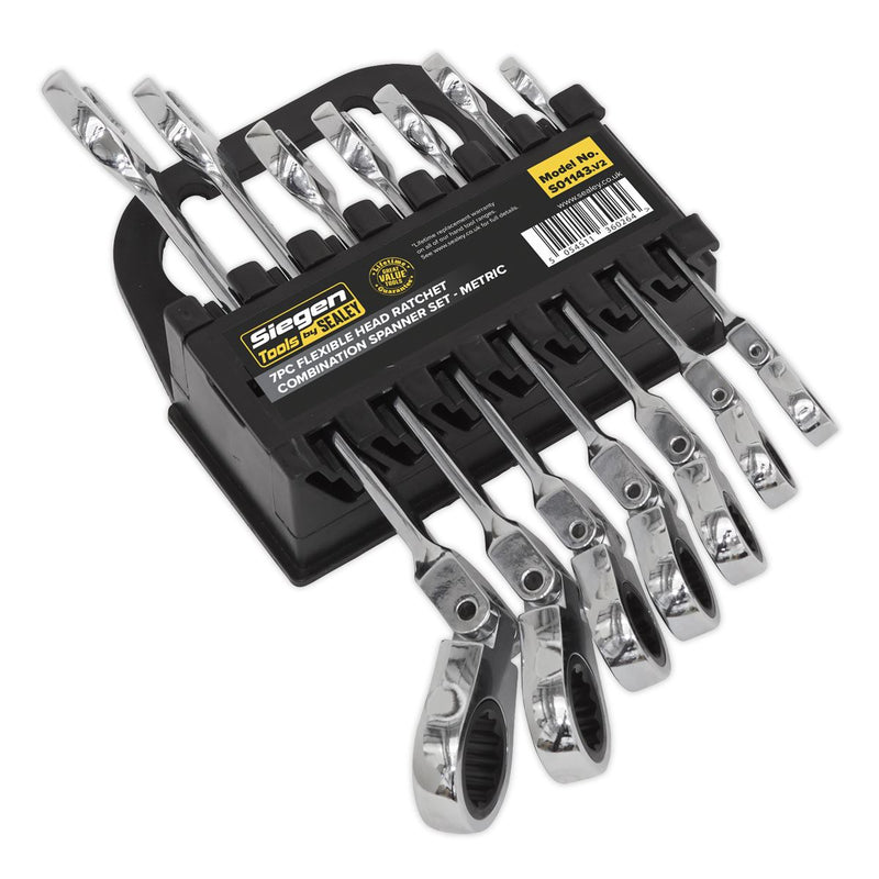 Sealey Siegen Flexi-Head Combination Ratchet Spanner Set 7pc S01143