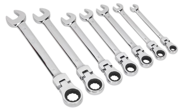 Sealey Siegen Flexi-Head Combination Ratchet Spanner Set 7pc S01143